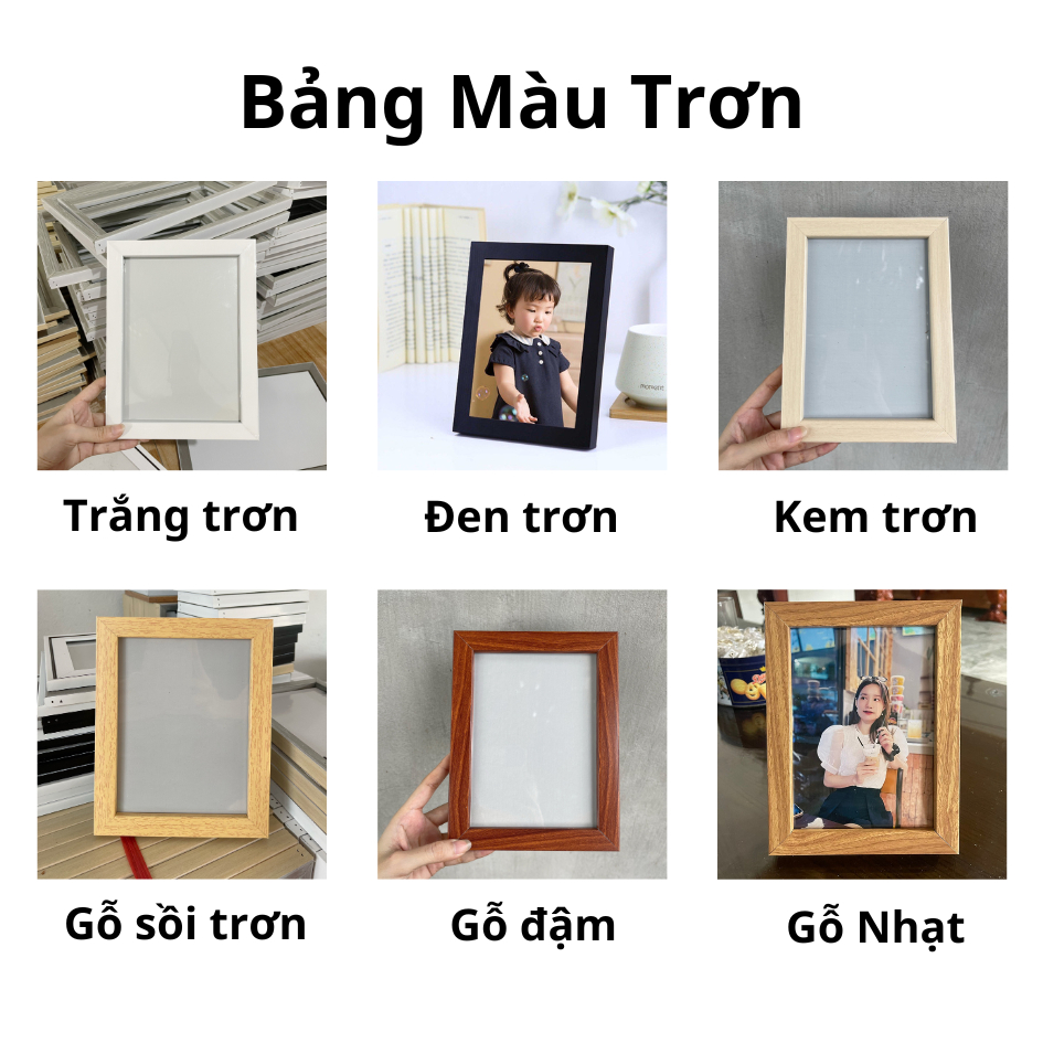 Khung Ảnh Kích Thước 10x15cm Để Bàn Hoặc Treo Tường mặt mica_tặng kèm chân chống hoặc đinh treo