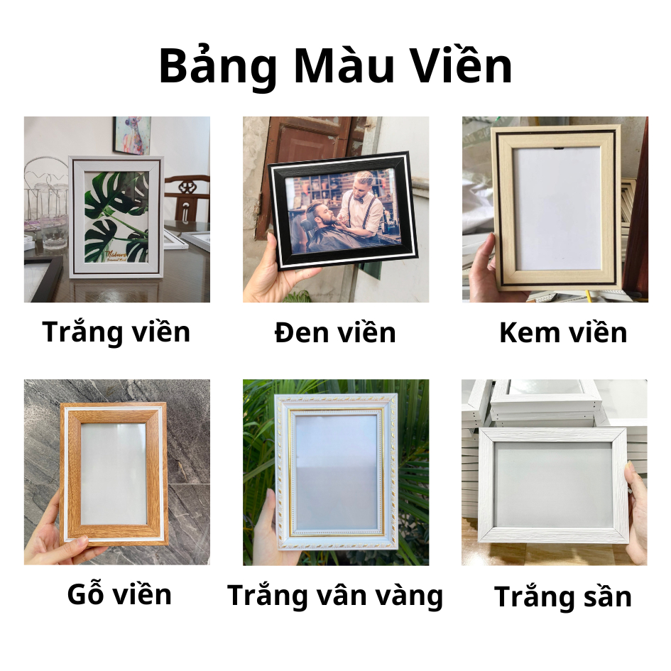 Khung Ảnh Kích Thước 10x15cm Để Bàn Hoặc Treo Tường mặt mica_tặng kèm chân chống hoặc đinh treo