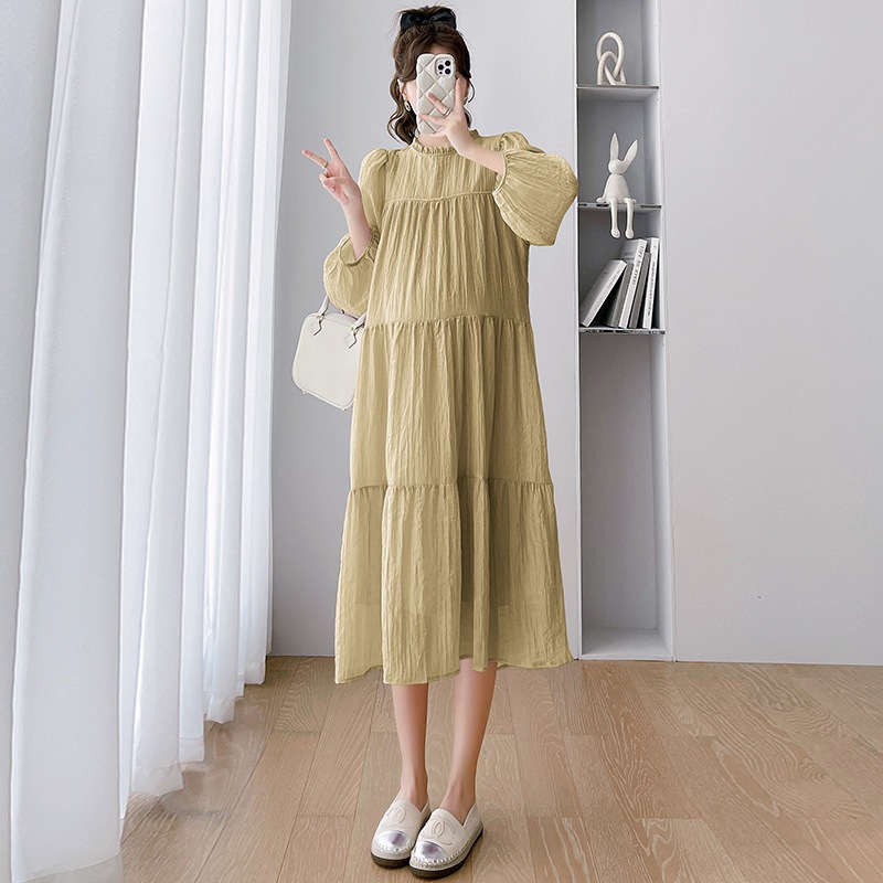 Váy bầu mùa thu đông chất voan hai lớp