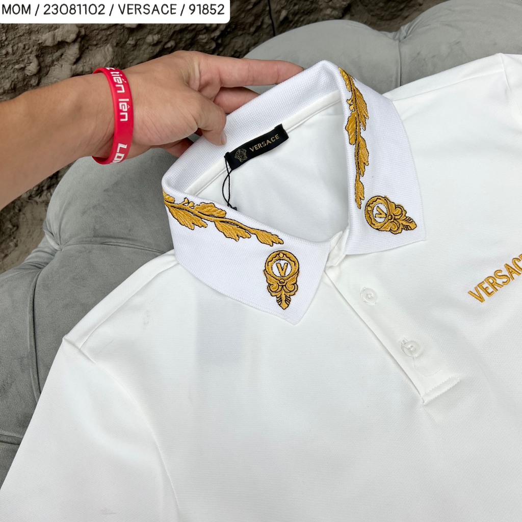 Áo Polo Versace Cổ Chữ Thêu Màu Cực Chất Nổi Bật - Áo Polo Boy Phố Dày Dặn Phong Cách Hot Trend - donche_shop 23081102