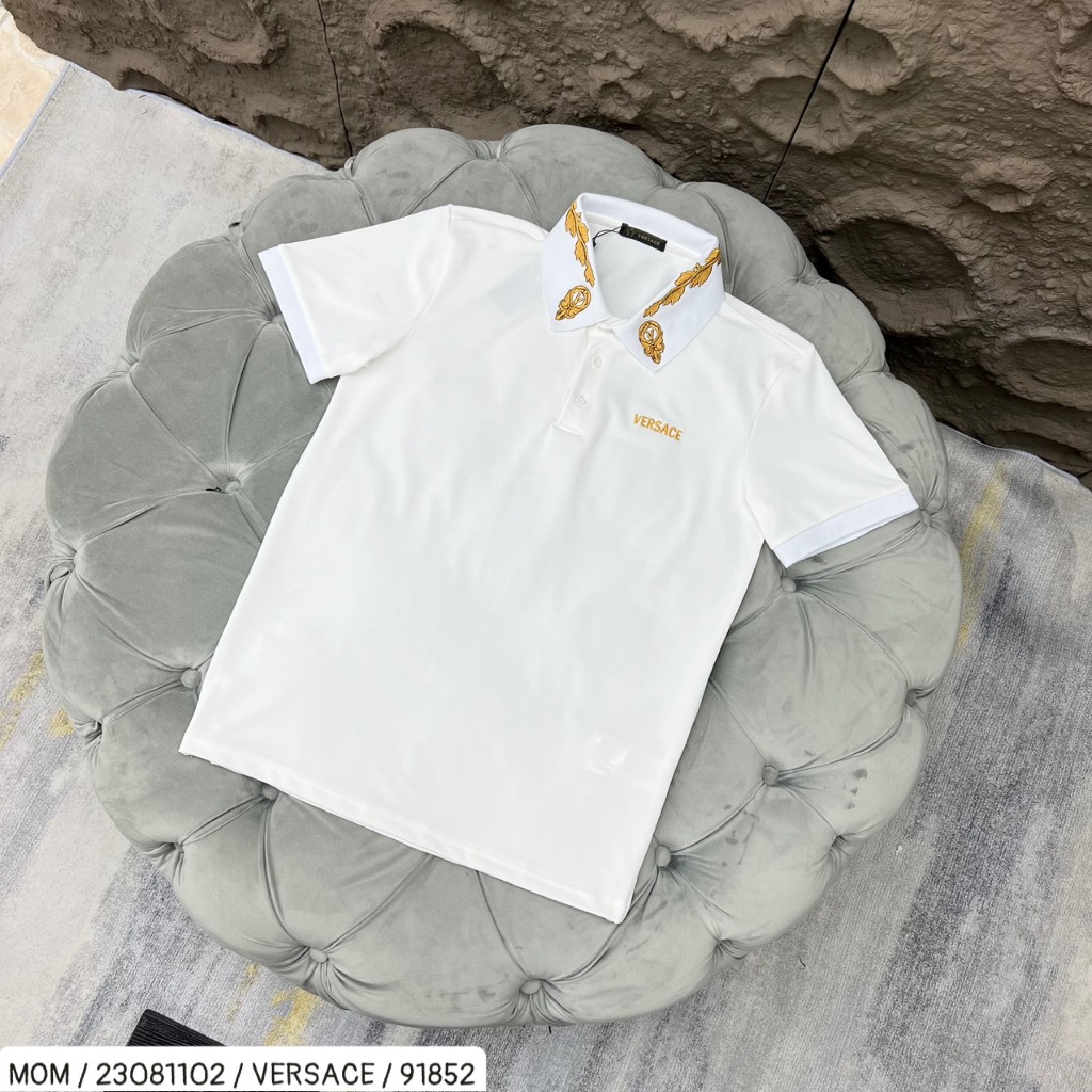 Áo Polo Versace Cổ Chữ Thêu Màu Cực Chất Nổi Bật - Áo Polo Boy Phố Dày Dặn Phong Cách Hot Trend - donche_shop 23081102