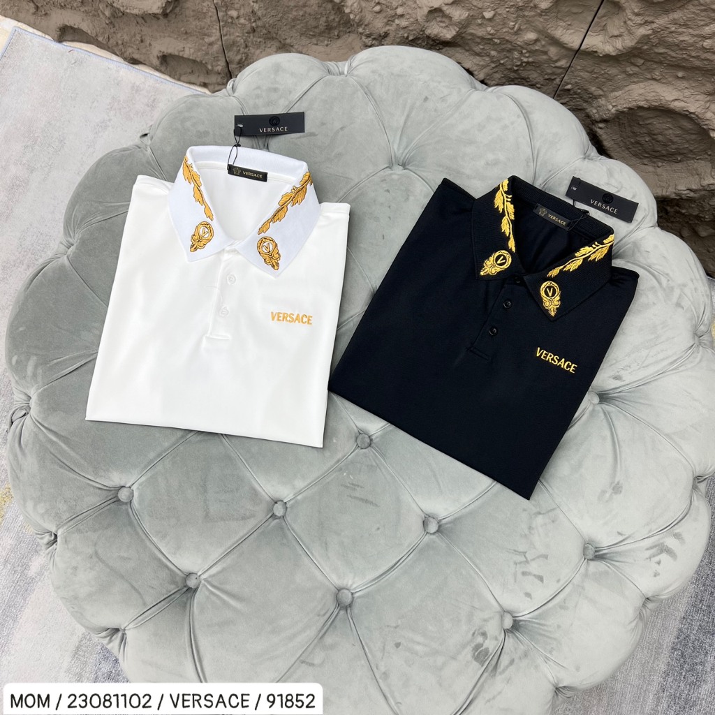 Áo Polo Versace Cổ Chữ Thêu Màu Cực Chất Nổi Bật - Áo Polo Boy Phố Dày Dặn Phong Cách Hot Trend - donche_shop 23081102