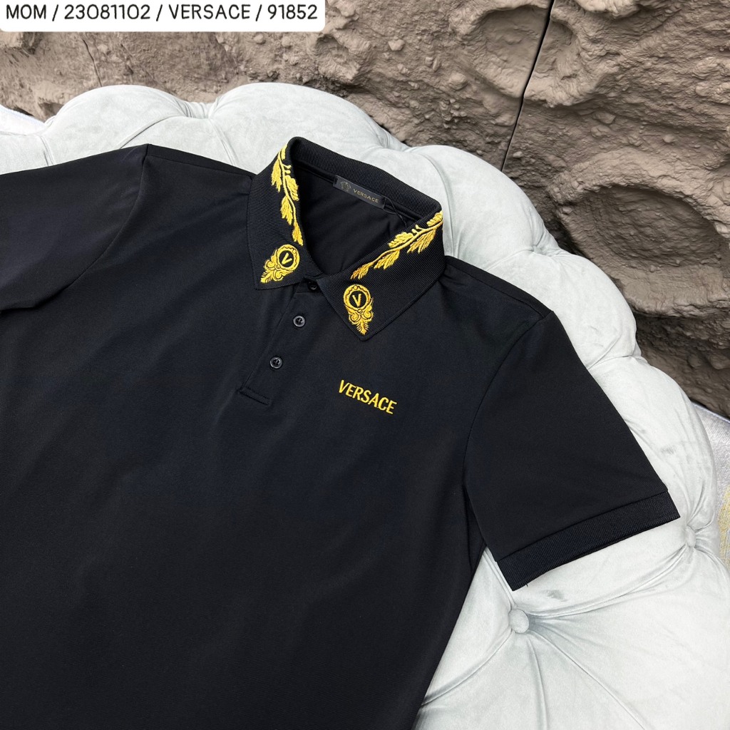 Áo Polo Versace Cổ Chữ Thêu Màu Cực Chất Nổi Bật - Áo Polo Boy Phố Dày Dặn Phong Cách Hot Trend - donche_shop 23081102