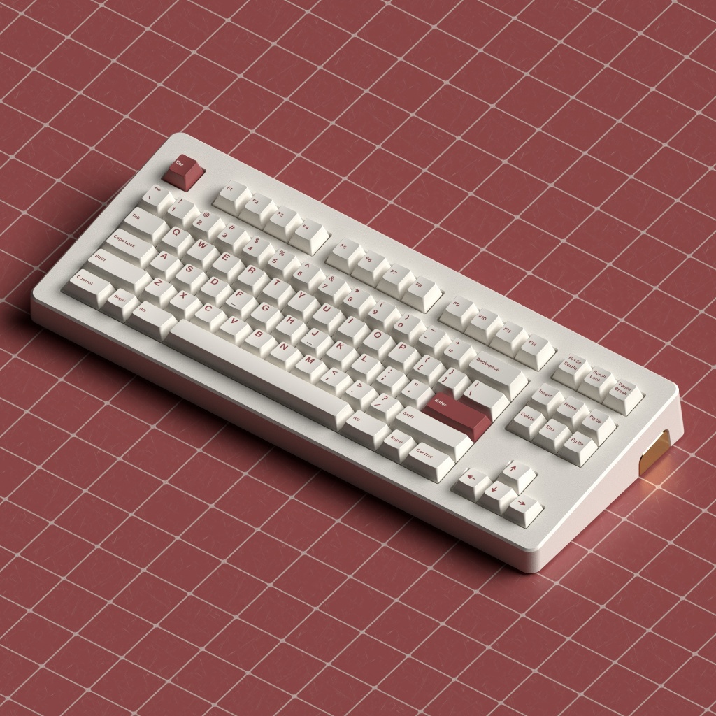 Keycap JKDK RoW - Red on White - Cherry Profile - PBT Dyesub