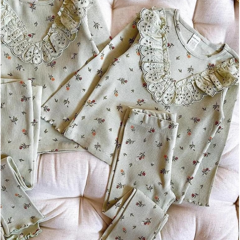 Set Len Tăm Hoa Nhí Phong Cách Hàn Quốc Dành Cho Bé, Có Sz 9-26kg