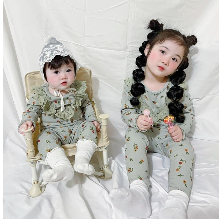 Set Len Tăm Hoa Nhí Phong Cách Hàn Quốc Dành Cho Bé, Có Sz 9-26kg