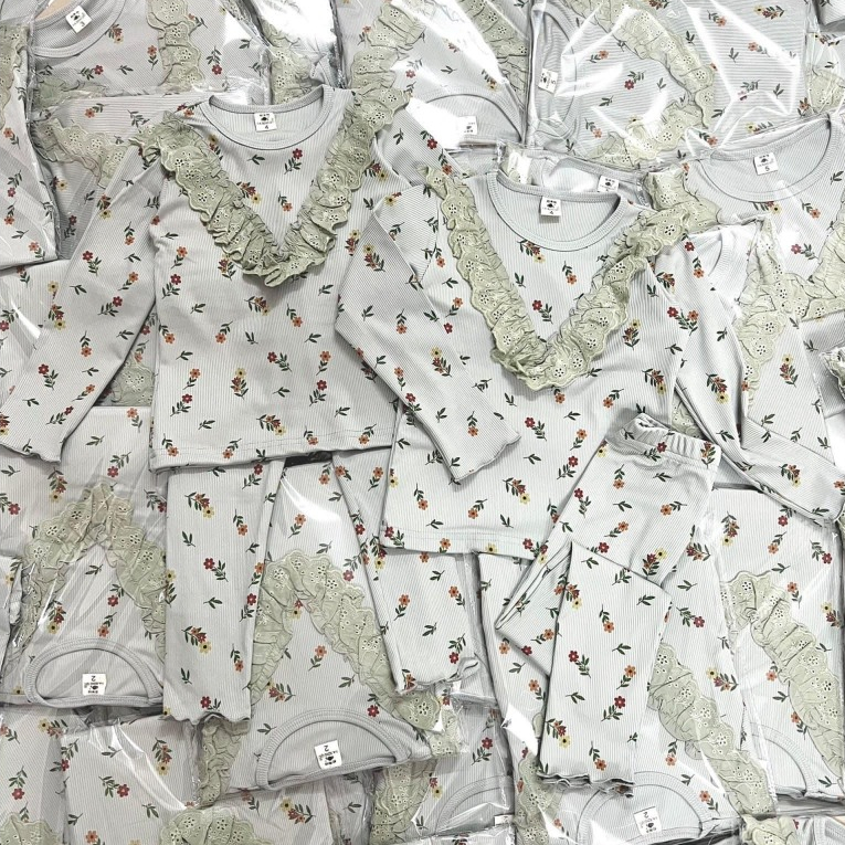 Set Len Tăm Hoa Nhí Phong Cách Hàn Quốc Dành Cho Bé, Có Sz 9-26kg