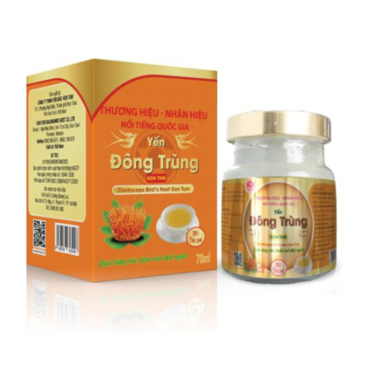 Yến Đông Trùng 1 hũ x 70 ml - Yến/sợi đông trùng/đường phèn/nước tinh khiết/Hòa quyện vị ngon đặc biệt và tác động tốt