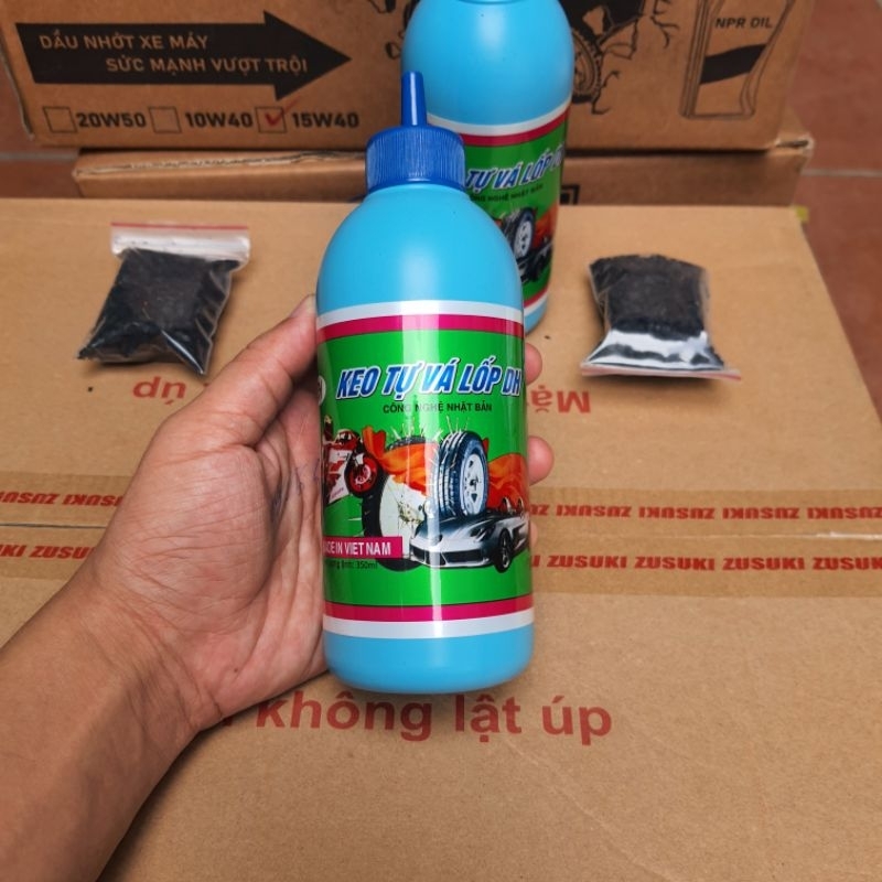 Keo Tự Vá 350ml Lốp Không Săm Và Lốp Có Săm Tặng Kèm Cao Su Và Đầu Vòi