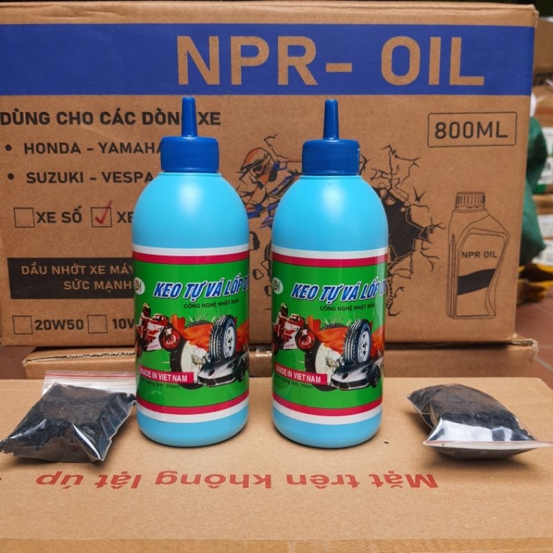 Keo Tự Vá 350ml Lốp Không Săm Và Lốp Có Săm Tặng Kèm Cao Su Và Đầu Vòi