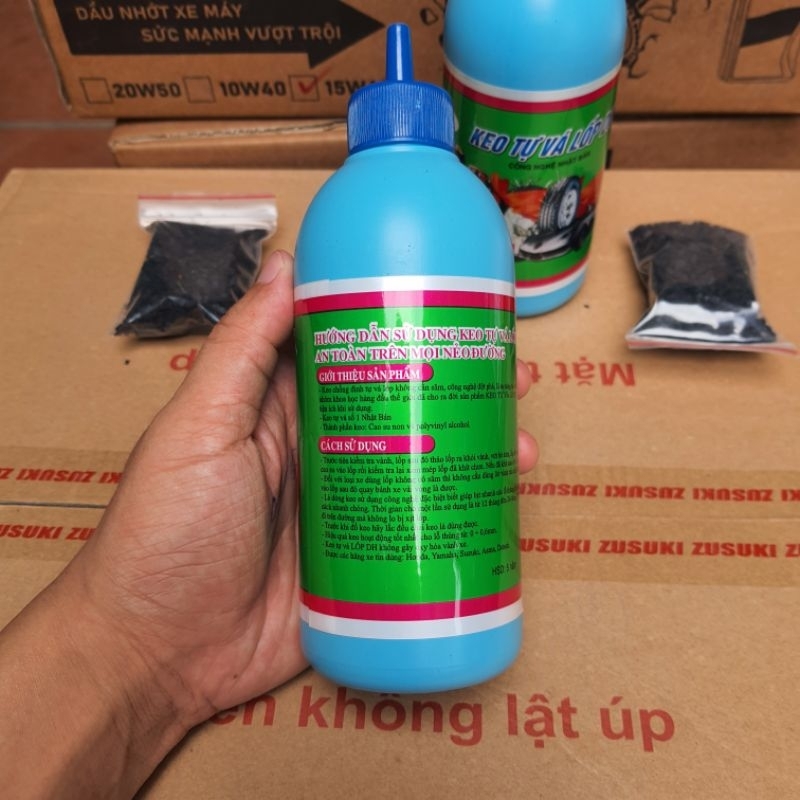 Keo Tự Vá 350ml Lốp Không Săm Và Lốp Có Săm Tặng Kèm Cao Su Và Đầu Vòi