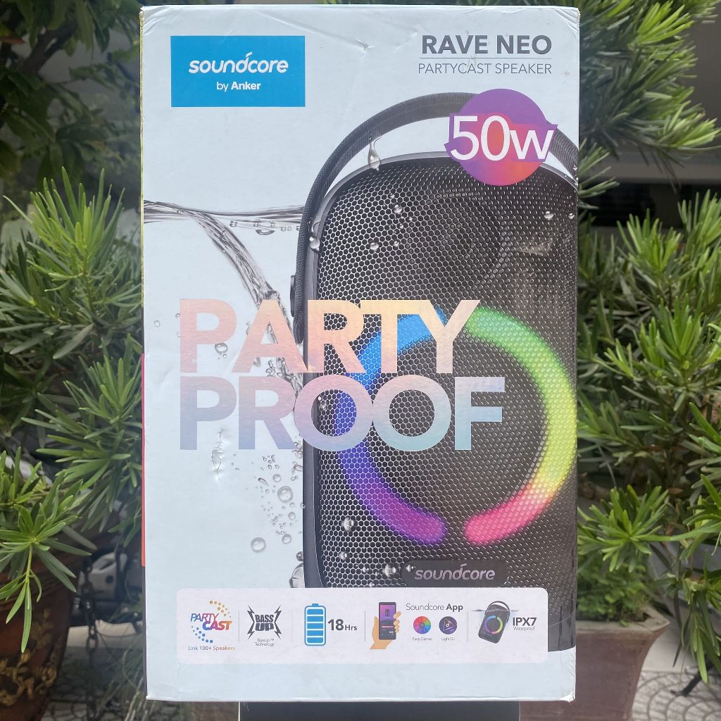 Loa Bluetooth Không Dây Anker Rave Neo - Công Suất 50w - Hàng Likenew Fullbox