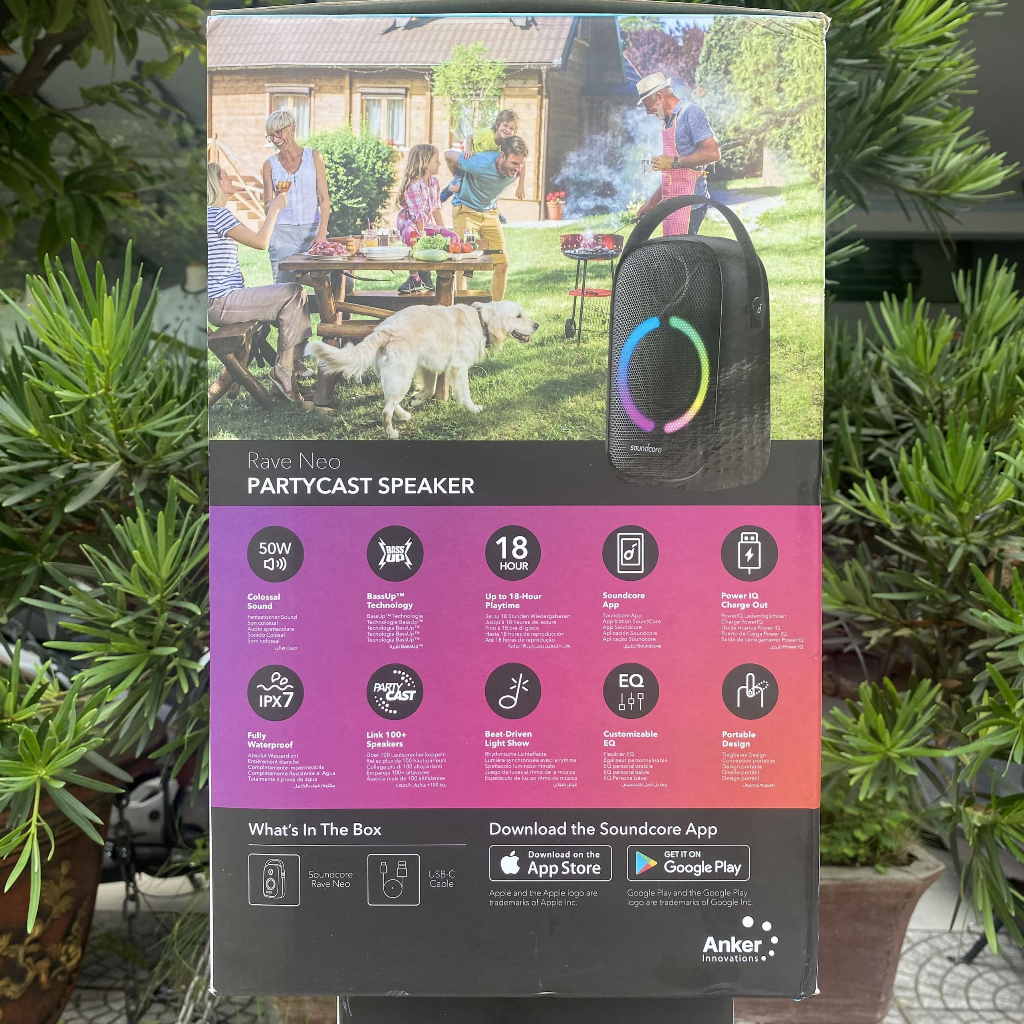 Loa Bluetooth Không Dây Anker Rave Neo - Công Suất 50w - Hàng Likenew Fullbox