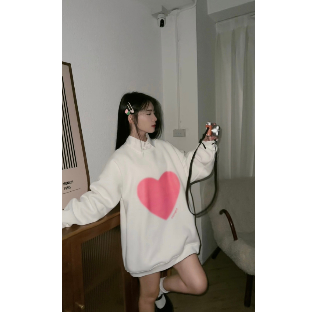 Áo sweater trái tym hồng dễ thương phong cách Douyin TOSUN S04