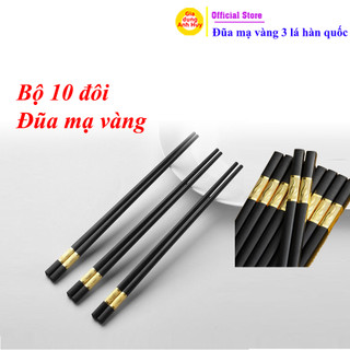 Đũa mạ vàng hàn quốc chất liệu hợp kim cao cấp đầu đũa có chống trơn Bộ/ 10 đôi - GDAH