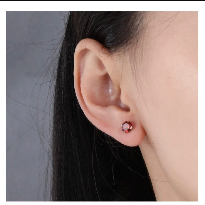 Khuyên bạc nụ đá thạch lựu | TRANG SỨC BẠC ACCESSORIES