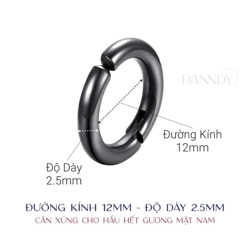 Khuyên tai không cần bấm lỗ. Khuyên tai kẹp không cần bấm lỗ nam nữ. Bông tai khoen tròn | Dandy