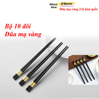 Đũa mạ vàng cao cấp chất liệu hợp kim đầu đũa có chống trơn tôt Bộ/10 đôi - Dbavio