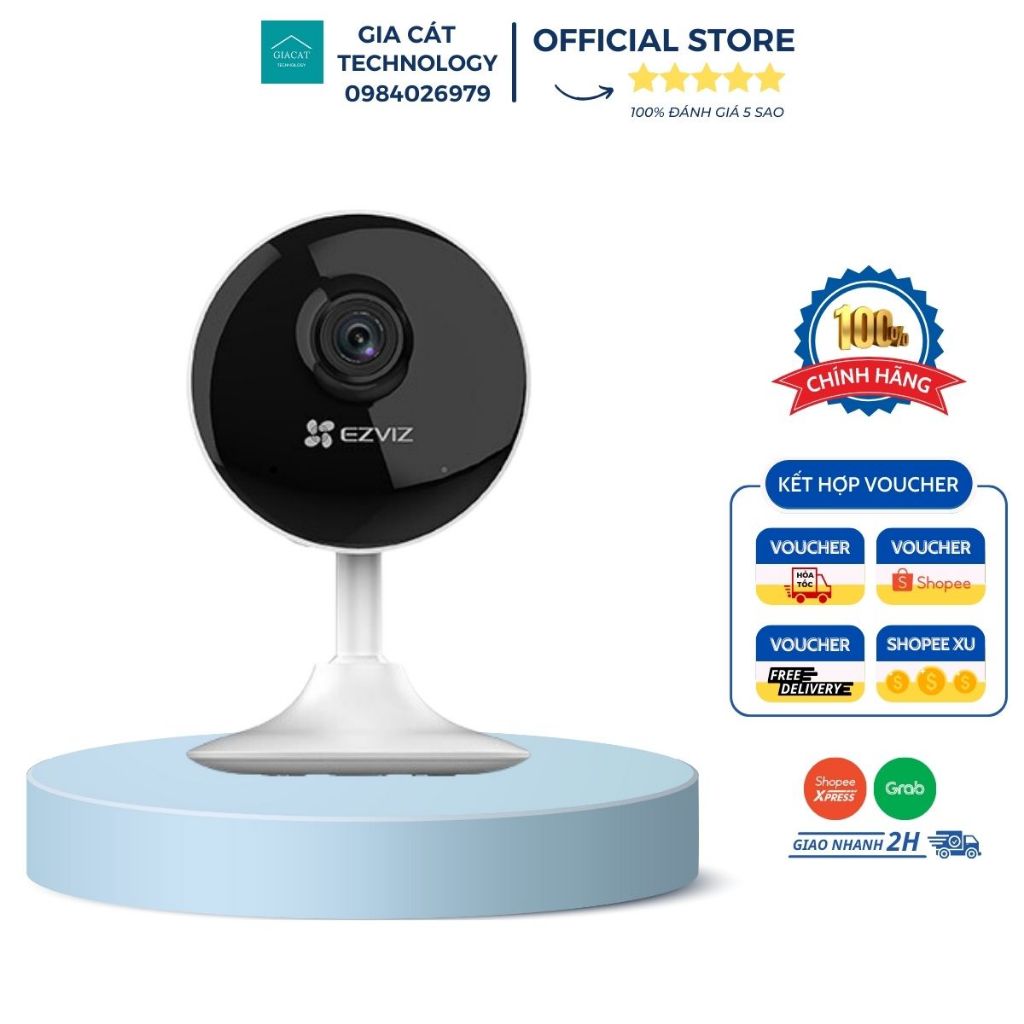 Camera wifi không dây trong nhà Ezviz C1C-B 1080P C1T 2MP góc rộng, đàm thoại 2 chiều, hàng chính hãng