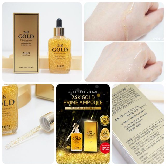 Tinh Chất Serum Dưỡng Da Chống Lão Hóa Vàng 24K Gold ANJO Hàn Quốc Prime Ampoule 90ml Dưỡng Ẩm Mờ Thâm Nám Căng Bóng Da