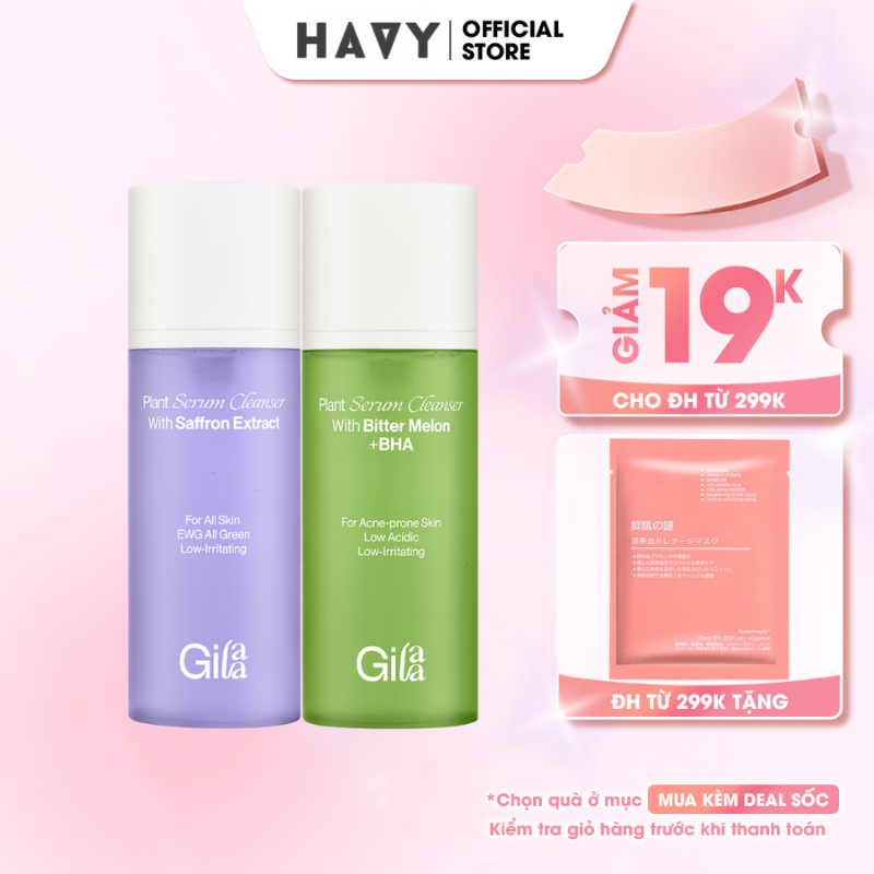 [Tặng cọ rửa mặt] Sữa Rửa Mặt Gilaa Plant Serum Cleanser 160ml