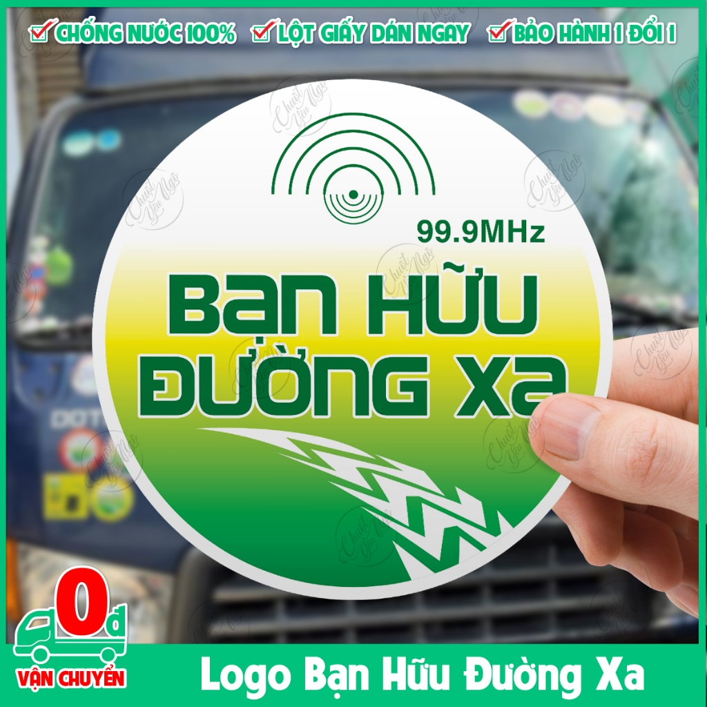 Combo 5 logo sticker Bạn Hữu Đường Xa dán ô tô đường kính 10cm