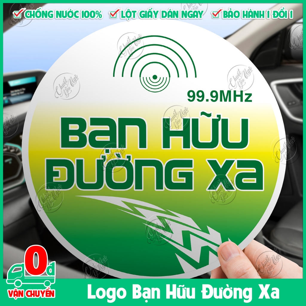 Logo sticker đường kính 20cm Bạn Hữu Đường Xa dán ô tô an toàn giao thông decal nhựa