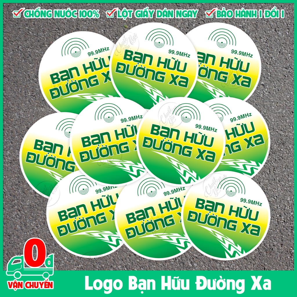 Combo 10 logo sticker đường kính 6cm Bạn Hữu Đường Xa dán ô tô