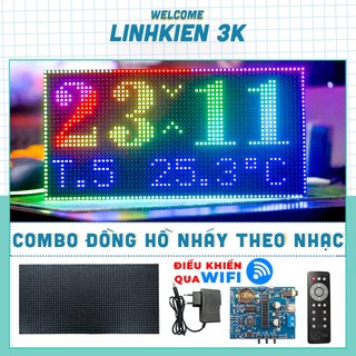 ( Điều khiển qua Wifi ) Combo Đồng Hồ Nháy Theo Nhạc Hiển Thị Module LED P5 Full Color CE-02 Plus