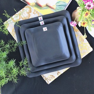 Dĩa vuông nhựa Melamine nhám đen nhiều Size