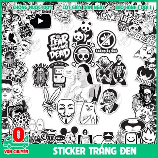 1000 mẫu sticker hình dán decal chủ đề TRẮNG ĐEN Black White dán điện thoại. laptop, xe đạp, nón bảo hiểm, vali, tủ lạnh