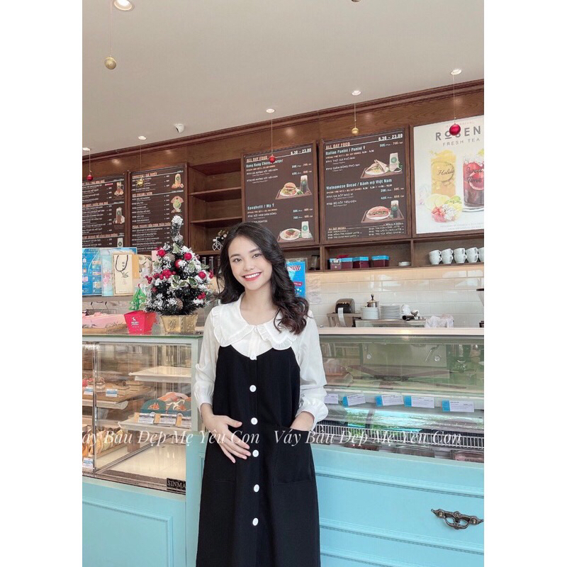 Váy bầu cổ bèo dài tay A1