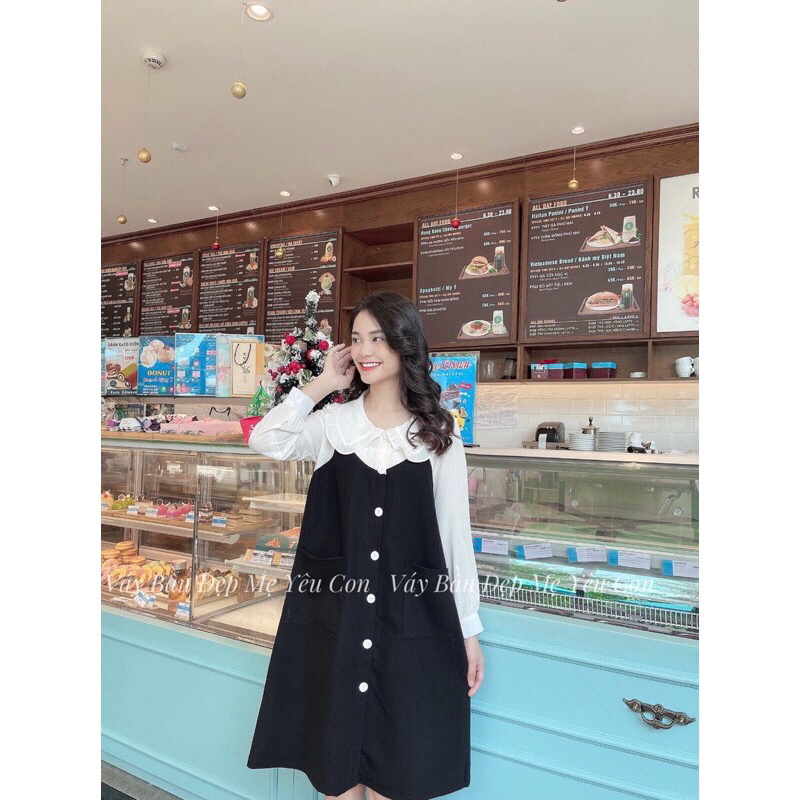 Váy bầu cổ bèo dài tay A1