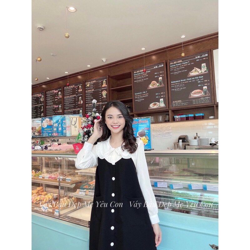 Váy bầu cổ bèo dài tay A1