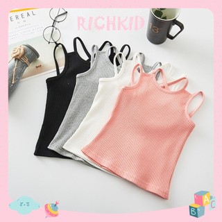 Áo hai dây bé gái richkid áo hai dây chất liệu vải tăm mềm mại cho bé gái