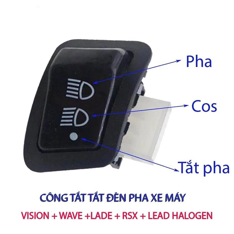 Công tắc tắt đèn xe máy, 3 chế độ (PHA - COS - TẮT ĐÈN) -cho xe Wave A/ RS110/ RSX - Futrure - Visio