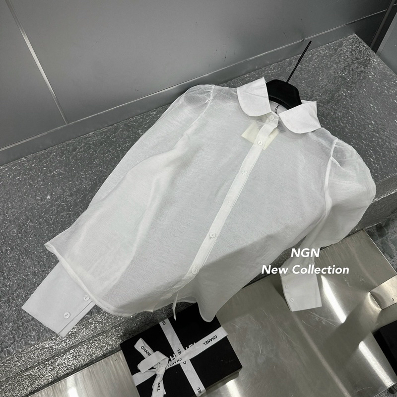 Áo sơ mi tơ cổ sen