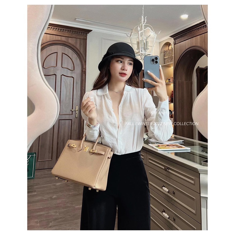 Áo sơ mi tơ cổ sen