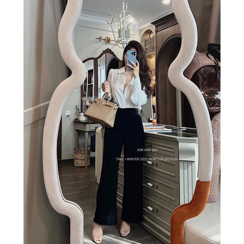 Áo sơ mi tơ cổ sen