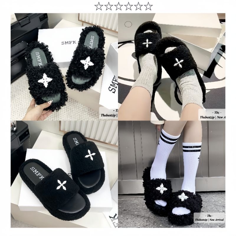 (𝐈𝐧𝐛𝐨𝐱 𝐜𝐡𝐞𝐜𝐤 𝐬𝐢𝐳𝐞 𝐭𝐫𝐜) Dép lê lông chữ thập S.M F.K hàng QC cao cấp fullbox giấy gói | Hàng loại 1
