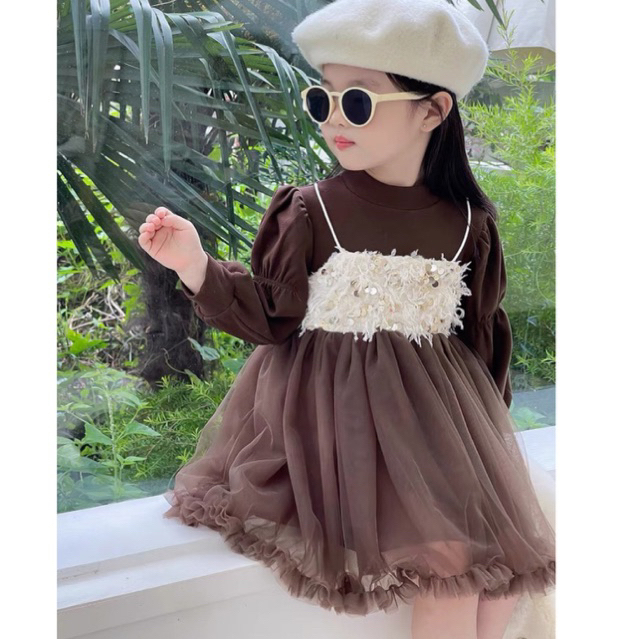 Váy công chúa nhũ hàng Quảng Châu cho bé