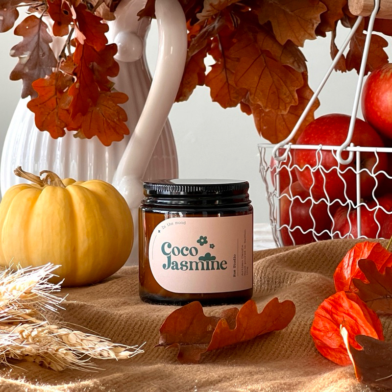 Nến Thơm Noé Studio Coco Jasmine Cao Cấp Có Nắp Đậy Sáp Đậu Nành Tinh Dầu Thiên Nhiên An Toàn