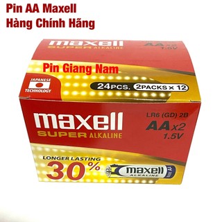 Pin AA Maxell Alkaline - Hộp 12 vỉ (24 viên) pin AA Maxell Alkaline LR6 Hàng Chính Hãng