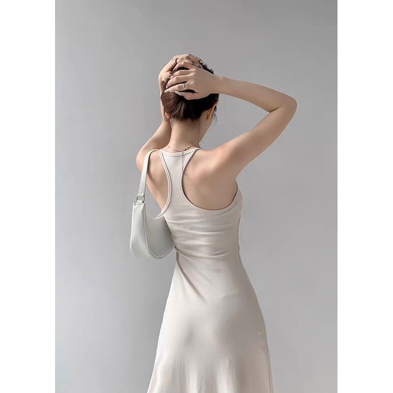 Order 15 ngày-Đầm maxi thun ba lỗ kèm nhấn eo #1167