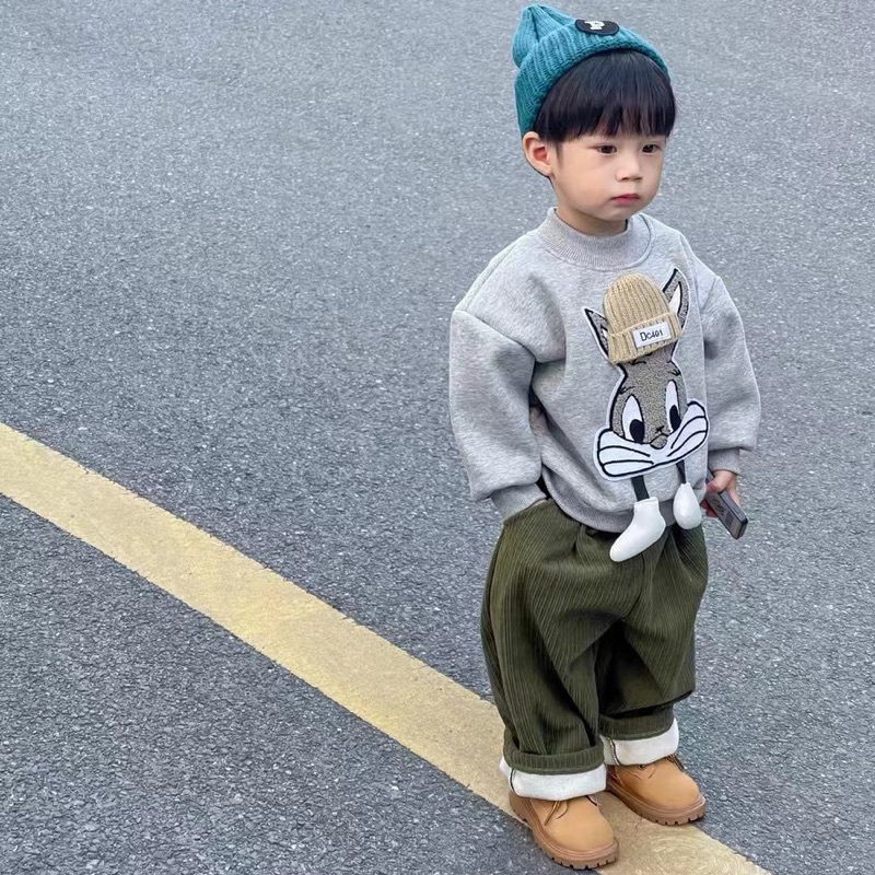 Áo sweater hoạ tiết chú thỏ dễ thương cho bé trai bé gái thời trang thu đông 2023 cho bé