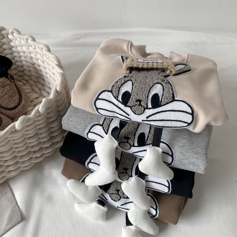Áo sweater hoạ tiết chú thỏ dễ thương cho bé trai bé gái thời trang thu đông 2023 cho bé
