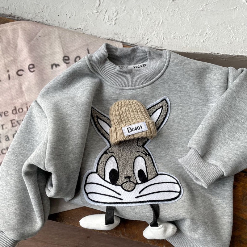 Áo sweater hoạ tiết chú thỏ dễ thương cho bé trai bé gái thời trang thu đông 2023 cho bé