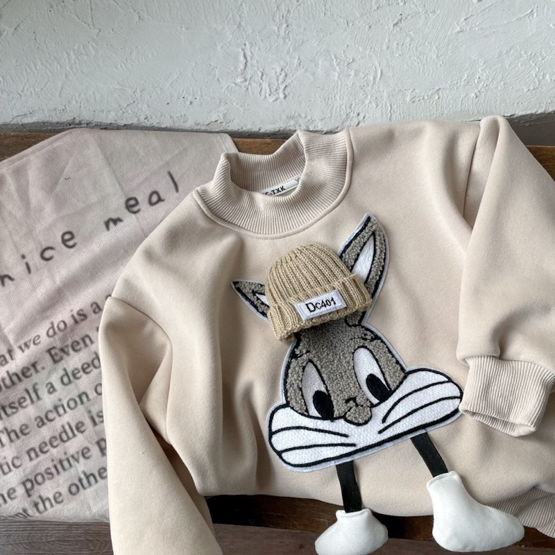 Áo sweater hoạ tiết chú thỏ dễ thương cho bé trai bé gái thời trang thu đông 2023 cho bé