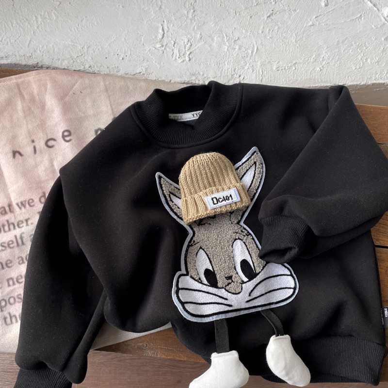 Áo sweater hoạ tiết chú thỏ dễ thương cho bé trai bé gái thời trang thu đông 2023 cho bé