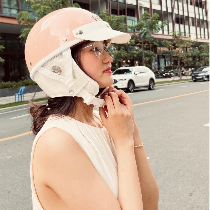 Mũ bảo hiểm Napoli Pug Ver.2 - White cao cấp phong cách Nhật Bản - Pink